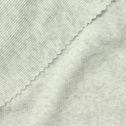 Light Grey Marl Rib Knit, Cotton, 210 gsm, 150 cm
