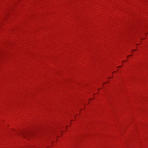 Polyester Viscose Stretch French Terry Fabric, 235 gsm, 180 cm — Red