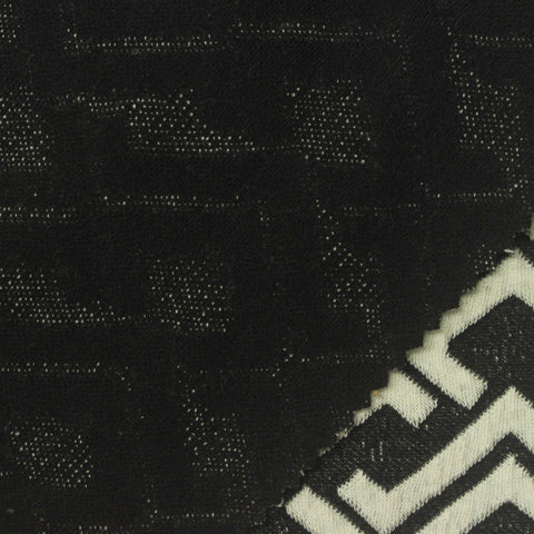 Off-White Geometric Jacquard, Poly-Viscose
