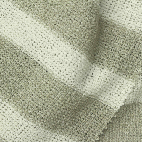 White Horizontal-Stripe Chunky Knit, Poly-Cotton, 250 gsm