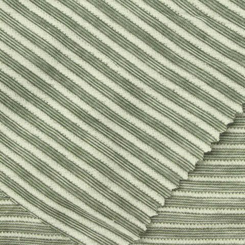 Dark Green Stripes Jersey Knit, Cotton-Poly, 165 gsm