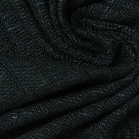 Black Tone-on-Tone Rib Knit, Viscose-Poly