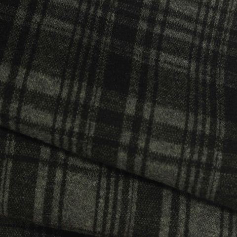 Dark Grey Plaid Interlock Knit, Poly-Viscose, 342 gsm