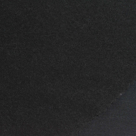 Brushed Modal Polyester Stretch French Terry Fabric, 270 gsm, 157 cm — Black