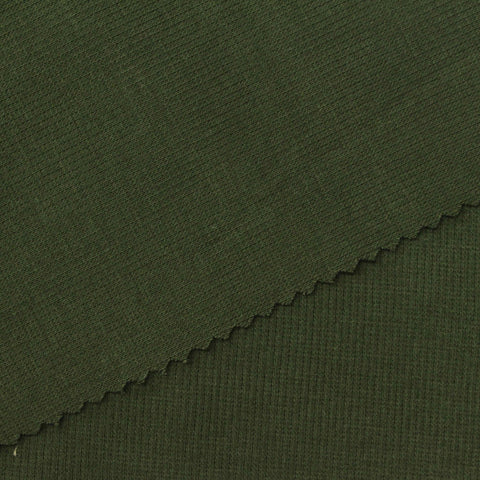 Dark Green Ribbed Rib Knit, Cotton-Poly