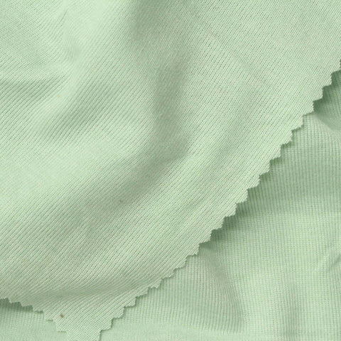 Polyester Viscose Blend Stretch Rib Knit Fabric, 187 gsm, 184 cm — Green