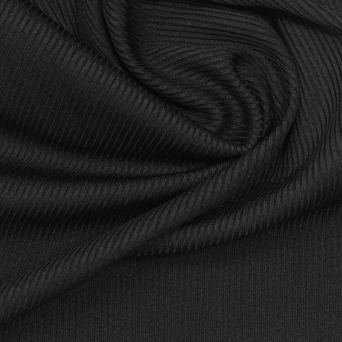 Polyester Stretch Rib Knit Fabric, 260 gsm, 150 cm — Black