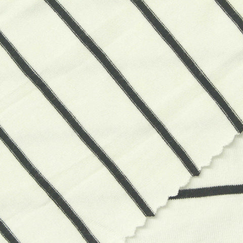 Dark Grey Horizontal-Stripe Jersey Knit, Viscose