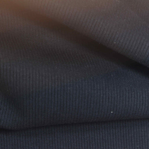 Cotton Stretch Rib Knit Fabric, 480 gsm — Navy