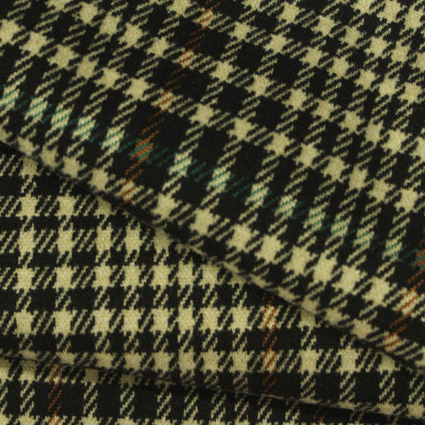 Black Houndstooth Interlock Knit, Poly-Viscose, 392 gsm