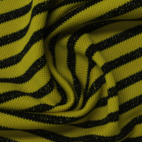 Gold Horizontal-Stripe Rib Knit, Poly-Nylon