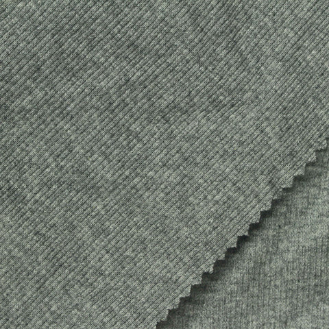 Grey Marl Rib Knit, Cotton, 380 gsm