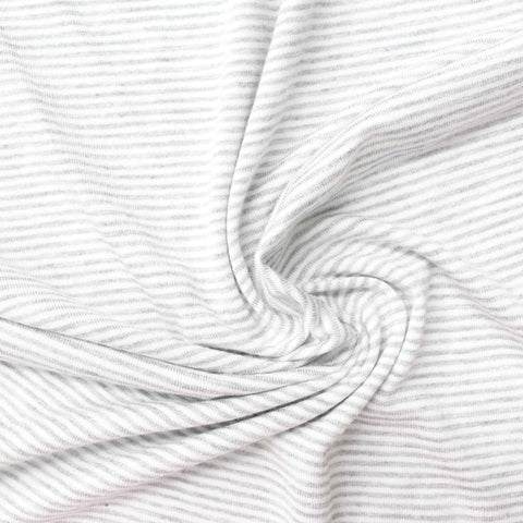 Light Grey Horizontal-Stripe Jersey Knit, 173 gsm