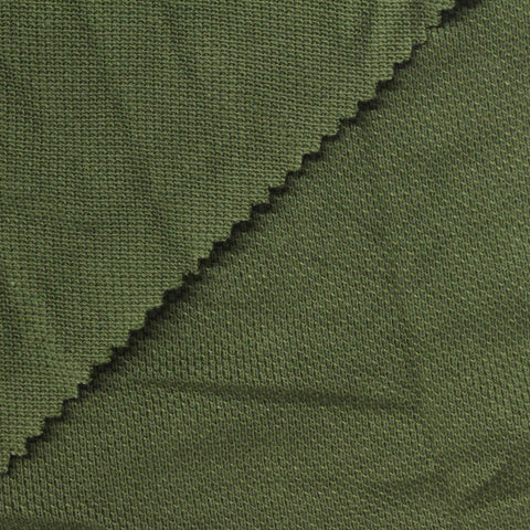 Polyester Cotton Stretch Piqué Knit Fabric, 290 gsm, 185 cm — Green
