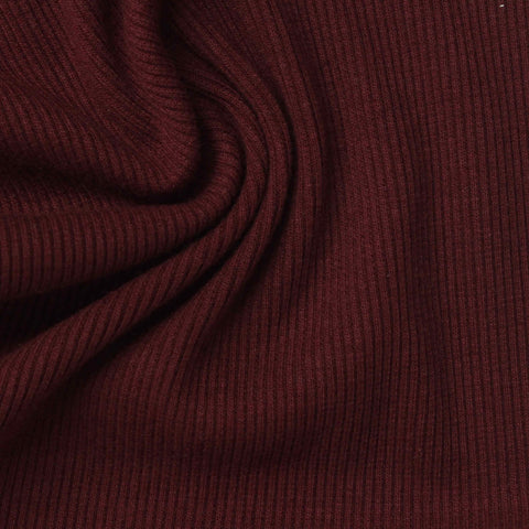 Cotton Polyester Stretch Rib Knit Fabric, 340 gsm, 135 cm — Red