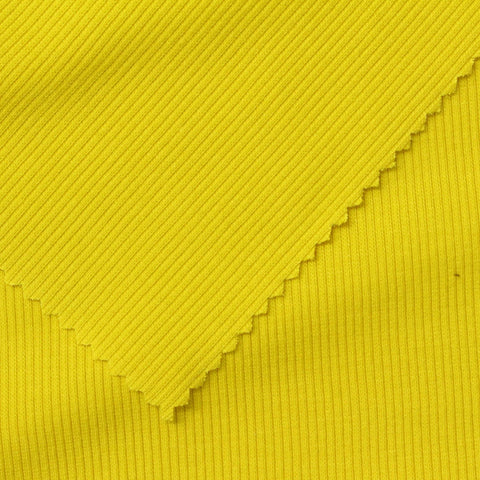 Cotton Polyester Stretch Rib Knit Fabric, 280 gsm, 135 cm — Yellow