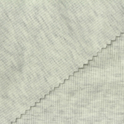 Light Grey Marl Rib Knit, Polyester, 330 gsm, 120 cm