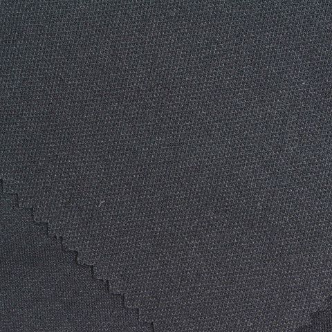 Polyester Viscose Piqué Knit Fabric, 315 gsm, 150 cm — Black