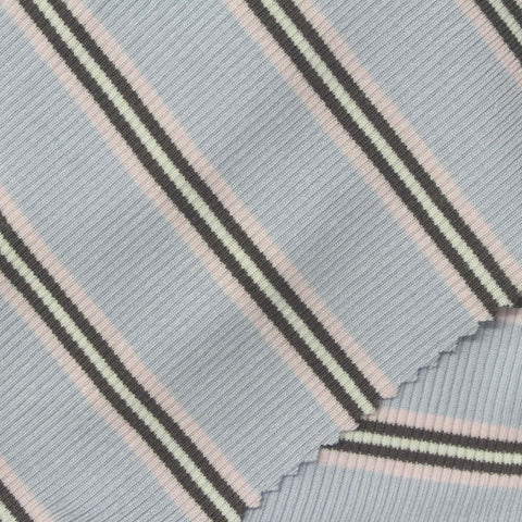 Pink Stripes Rib Knit, Viscose