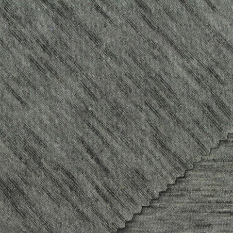 Grey Marl Rib Knit, Cotton-Poly, 190 gsm