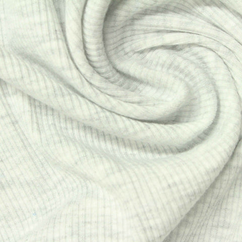 Light Grey Marl Rib Knit, Polyester, 322 gsm