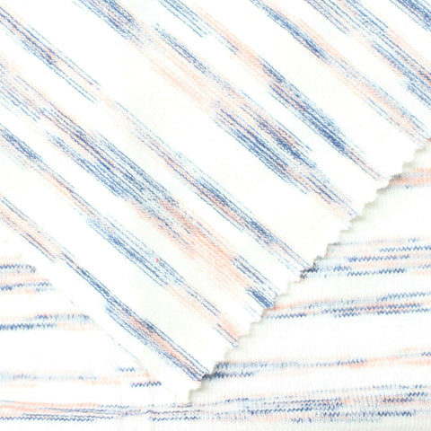Blue Horizontal-Stripe Chunky Knit, Poly-Viscose, 250 gsm