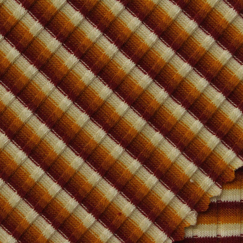 Cream Horizontal-Stripe Rib Knit, 210 gsm