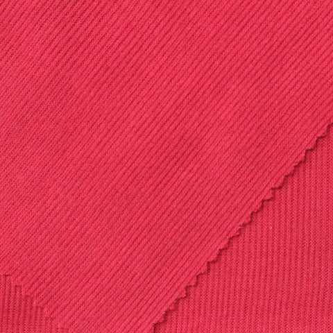 Brushed Polyester Viscose Stretch Rib Knit Fabric, 220 gsm — Red