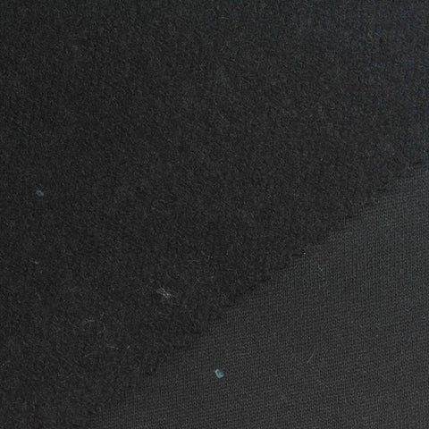 Brushed Cotton Polyester French Terry Fabric, 350 gsm, 180 cm — Black