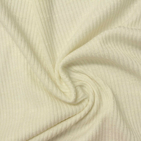 Polyester Viscose Stretch Rib Knit Fabric, 270 gsm, 155 cm — Beige