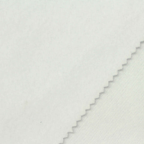 Brushed Cotton Polyester French Terry Fabric, 310 gsm, 170 cm — White