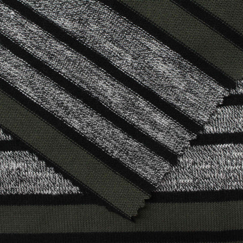 Dark Green Stripes Rib Knit
