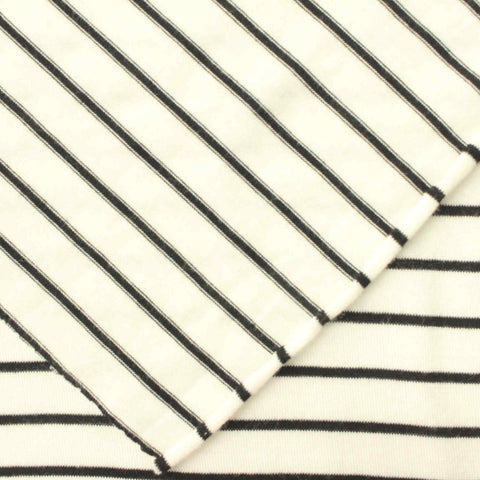 Black Horizontal-Stripe Rib Knit, Viscose, 125 gsm