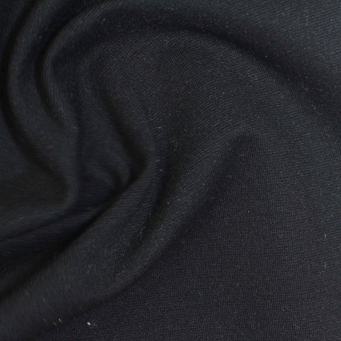 Viscose Nylon Stretch Ponte Knit Fabric, 370 gsm, 160 cm — Black