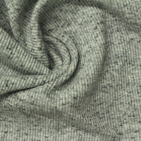 Light Grey Marl Rib Knit, Cotton-Poly, 340 gsm, 115 cm