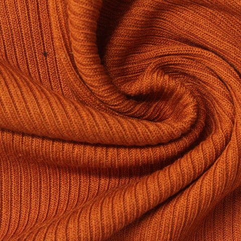 Cotton Viscose Blend Stretch Rib Knit Fabric, 320 gsm — Orange