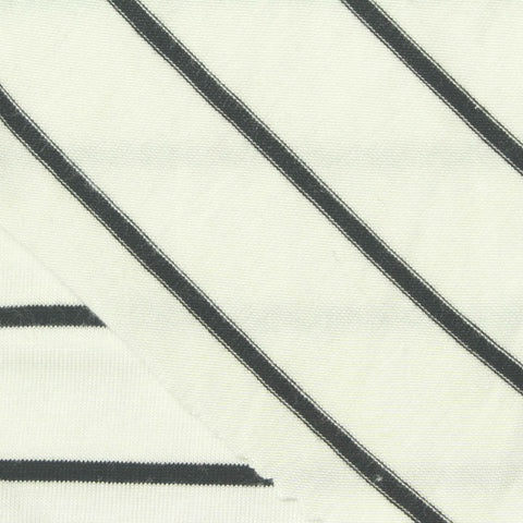 Dark Grey Horizontal-Stripe Jersey Knit, Viscose