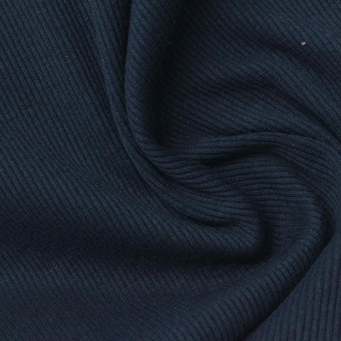 Navy Ribbed Rib Knit, Poly-Cotton