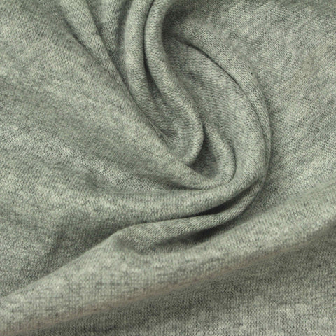 Light Grey Marl Rib Knit, Cotton, 220 gsm