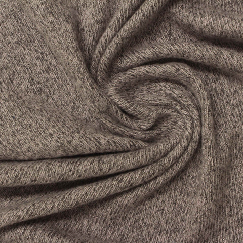 Heathered Brown Marl Rib Knit, Viscose-Poly, 295 gsm