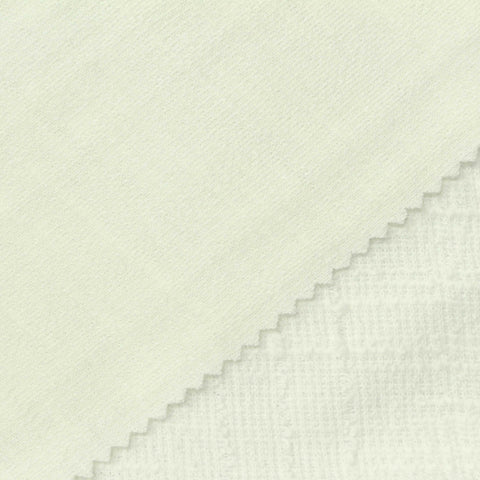 Jacquard Slub Polyester Cotton Knit Fabric, 314 gsm, 160 cm — White