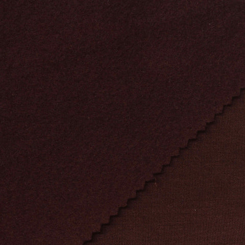 Brushed Polyester Viscose Stretch French Terry Fabric, 250 gsm, 162 cm — Brown