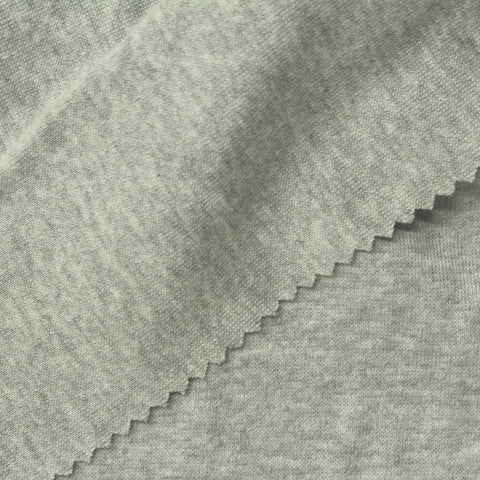 Light Grey Marl Rib Knit, Cotton-Poly, 200 gsm