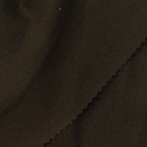 Cotton Polyester Stretch Rib Knit Fabric, 210 gsm, 130 cm — Brown
