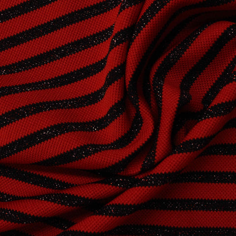 Red Glitter-Stripe Knit, 210 gsm, 170 cm, ref EF-222485
