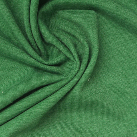 Green Heather Jersey Knit, Poly-Cotton, 145 gsm