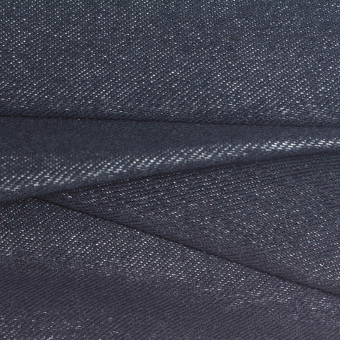 Yarn-Dyed Cotton Polyester Stretch Denim Fabric, 390 gsm, 162 cm — Navy