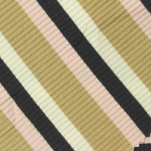 Striped Viscose Stretch Rib Knit Fabric, 250 gsm, 130 cm — Multi