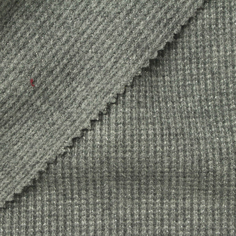 Grey Marl Rib Knit, Viscose-Poly, 360 gsm