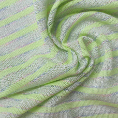 Striped Viscose Nylon Rib Knit Fabric, 115 gsm, 155 cm — Green